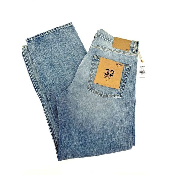 RE/DONE Blue Five Pocket Straight Leg Jeans High Rise Denim 90S LOOSE Sz 32 - Picture 8 of 8